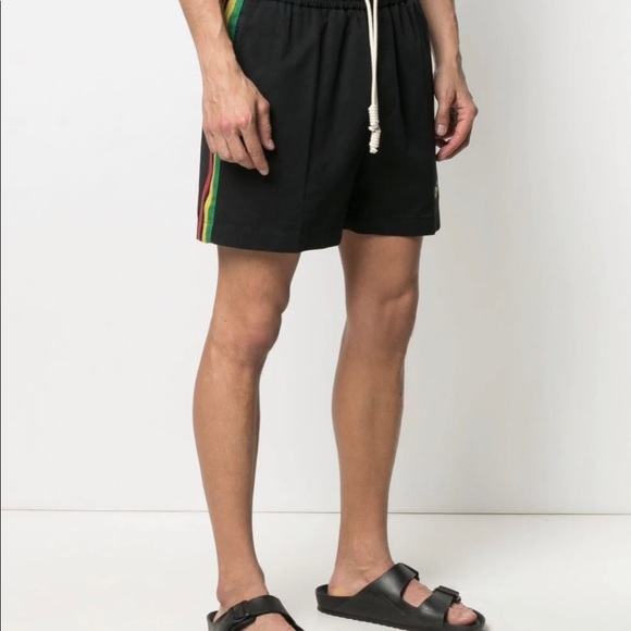 PALM ANGELS
Men's Exodus Side-tape Drawstring Shorts In Black Multicolor - Picture 6 of 7